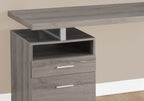 60" Dark Brown and Silver Computer Desk With Two Drawers