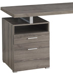 60" Dark Brown and Silver Computer Desk With Two Drawers