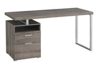 60" Dark Brown and Silver Computer Desk With Two Drawers