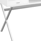 47" White and Silver Computer Desk With Two Drawers