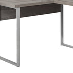 79" Taupe and Silver L Shape Computer Desk With Two Drawers