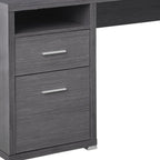 79" Taupe and Silver L Shape Computer Desk With Two Drawers