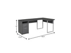 79" Taupe and Silver L Shape Computer Desk With Two Drawers