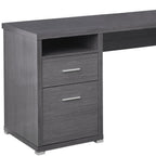 79" Taupe and Silver L Shape Computer Desk With Two Drawers