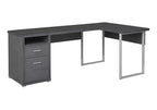 79" Taupe and Silver L Shape Computer Desk With Two Drawers