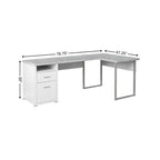 79" Taupe and Silver L Shape Computer Desk With Two Drawers