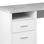 79" Taupe and Silver L Shape Computer Desk With Two Drawers