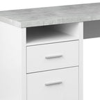 79" Taupe and Silver L Shape Computer Desk With Two Drawers