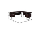 71" Taupe and Silver L Shape Computer Desk With Three Drawers