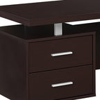 71" Taupe and Silver L Shape Computer Desk With Three Drawers
