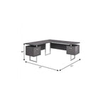 71" Taupe and Silver L Shape Computer Desk With Three Drawers