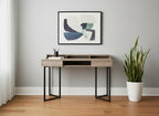 48" Taupe and Black Writing Desk With Two Drawers