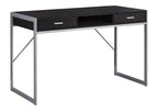 48" Dark Brown and Silver Computer Desk With Two Drawers