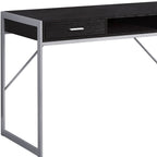 48" Dark Brown and Silver Computer Desk With Two Drawers
