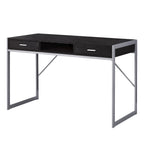 48" Dark Brown and Silver Computer Desk With Two Drawers