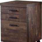 25" Brown Particle Board and Wood Filing Cabinet With Drawers