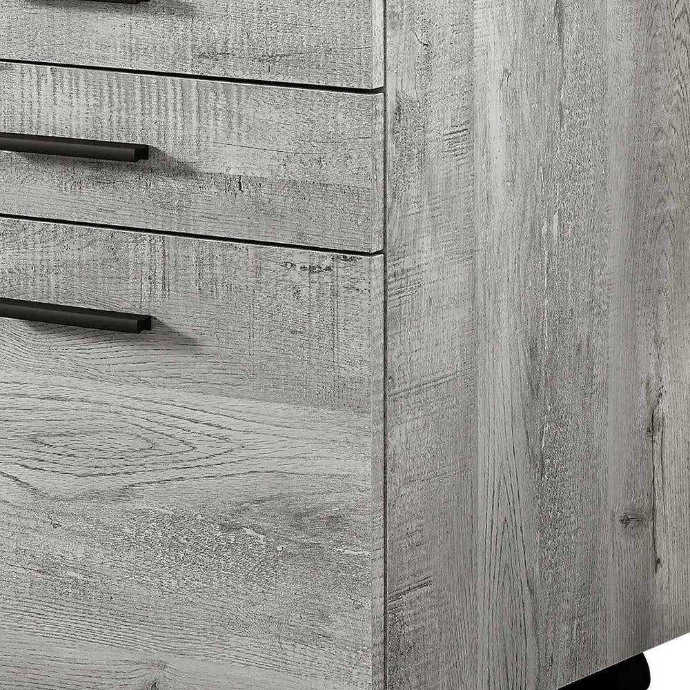 25" Brown Particle Board and Wood Filing Cabinet With Drawers