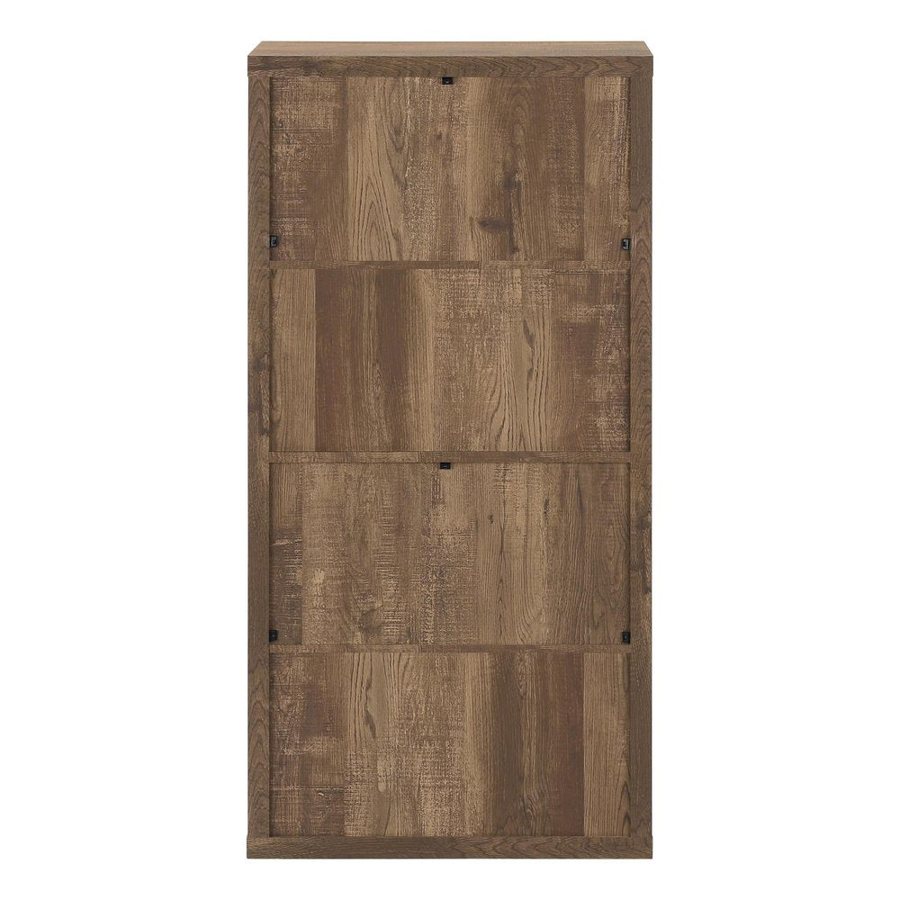 48" Brown Distressed Wood Adjustable Four Tier Bookcase