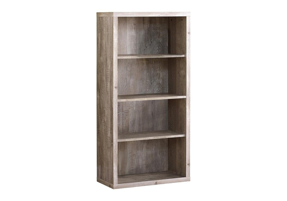 48" Taupe Distressed Wood Adjustable Four Tier Bookcase