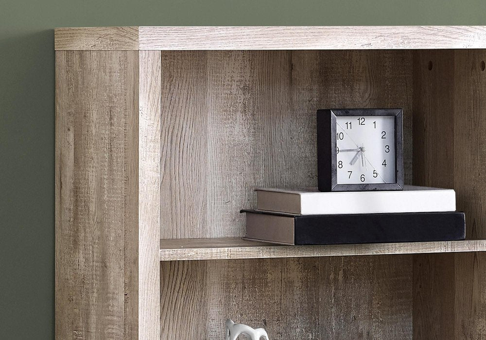 48" Taupe Distressed Wood Adjustable Four Tier Bookcase