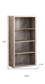 48" Taupe Distressed Wood Adjustable Four Tier Bookcase