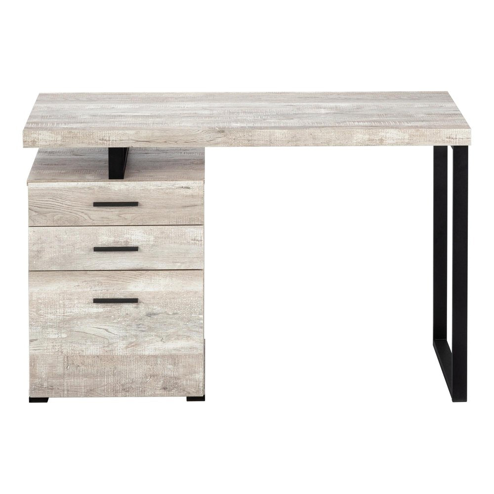 47" Brown and Black Computer Desk With Three Drawers