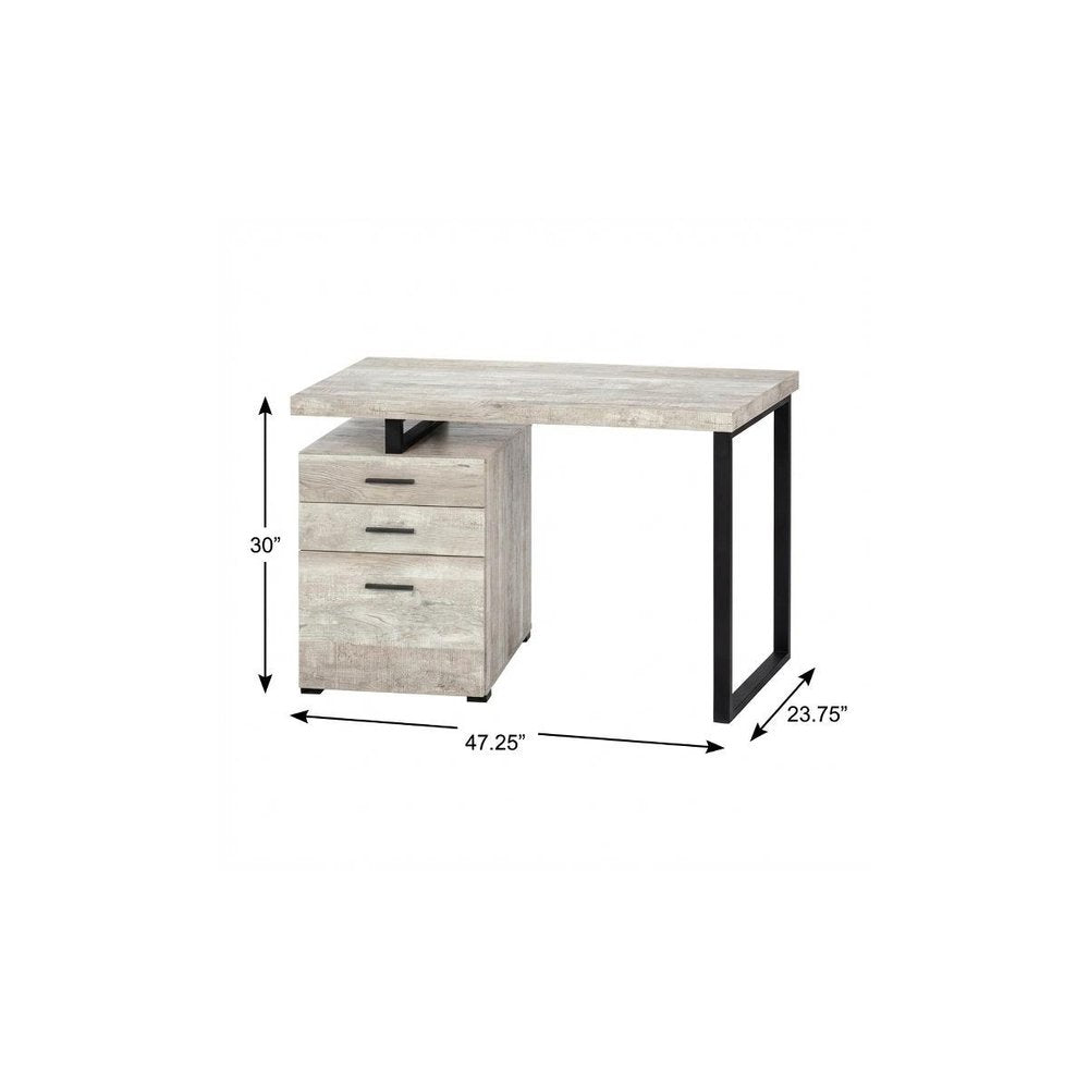 47" Brown and Black Computer Desk With Three Drawers