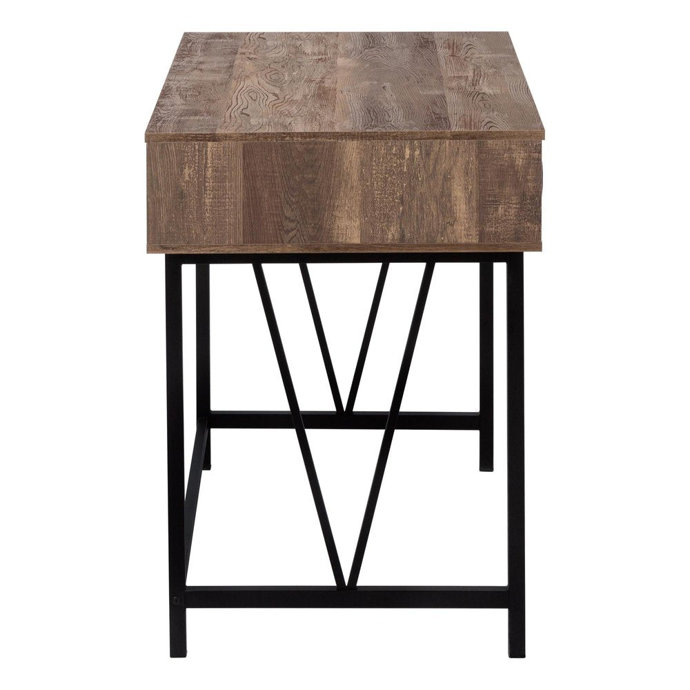 47" Brown and Black Computer Desk With Two Drawers