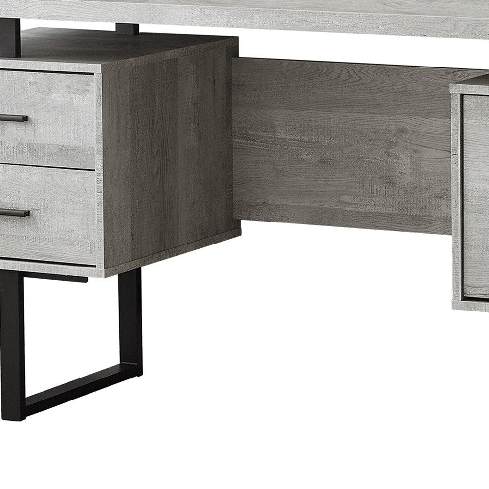 60" Brown and Black With Three Drawers