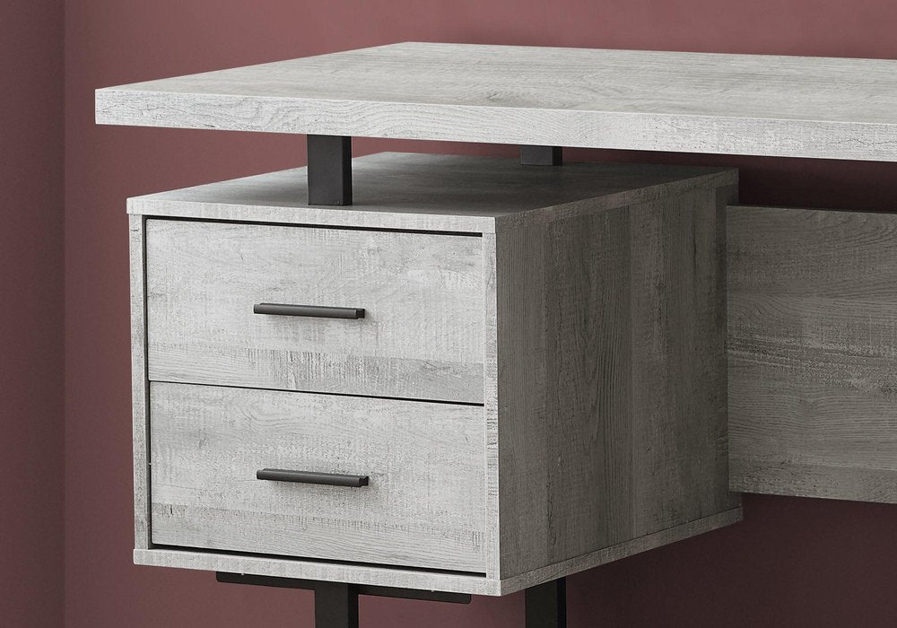 60" Brown and Black With Three Drawers