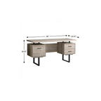 60" Brown and Black With Three Drawers
