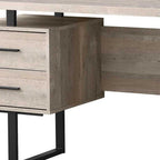 60" Brown and Black With Three Drawers