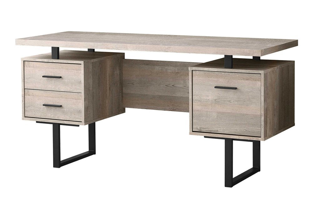60" Brown and Black With Three Drawers