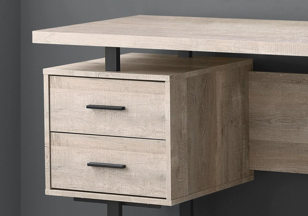 60" Brown and Black With Three Drawers