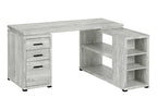 60" Gray L Shape Computer Desk With Three Drawers