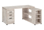 60" Taupe L Shape Computer Desk With Three Drawers