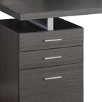47" Gray and Silver Computer Desk With Three Drawers