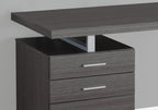 47" Gray and Silver Computer Desk With Three Drawers