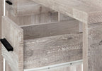 63" Taupe L Shape Computer Desk With Eight Drawers