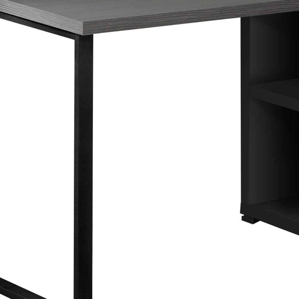 47" White and Silver L Shape Computer Desk With Three Drawers
