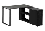 47" White and Silver L Shape Computer Desk With Three Drawers