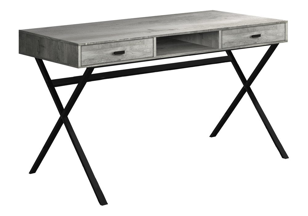 47" White and Silver Computer Desk With Two Drawers