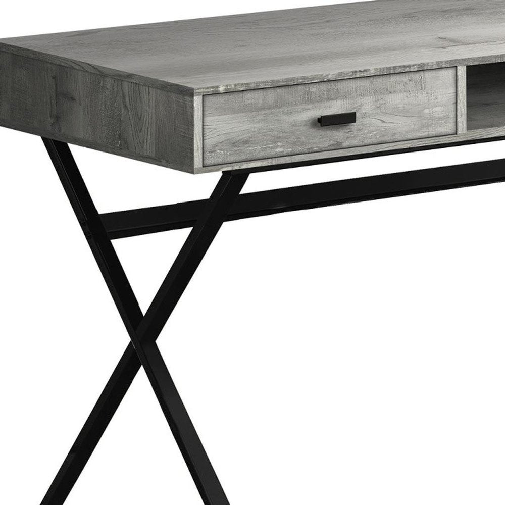 47" White and Silver Computer Desk With Two Drawers