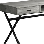 47" White and Silver Computer Desk With Two Drawers