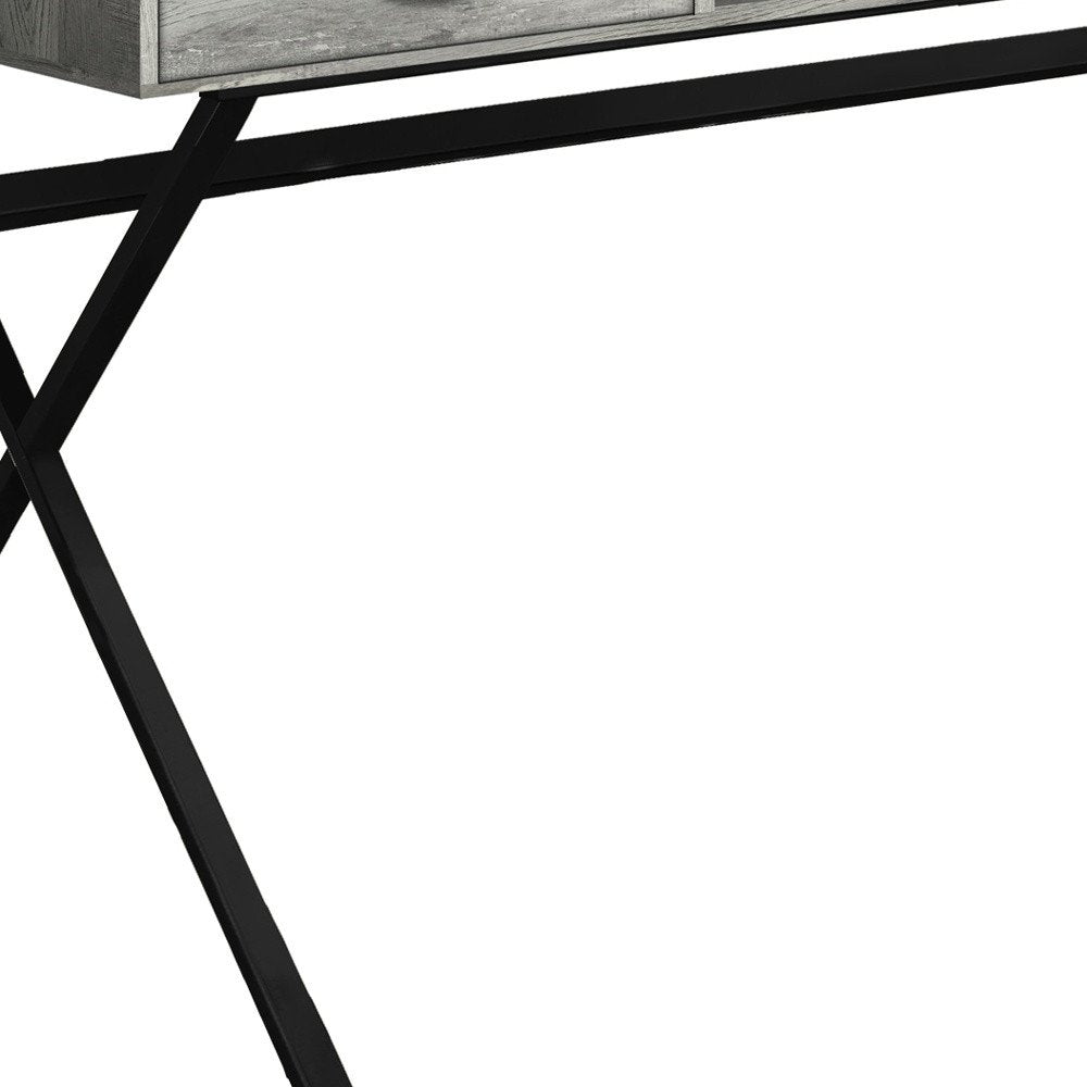 47" White and Silver Computer Desk With Two Drawers