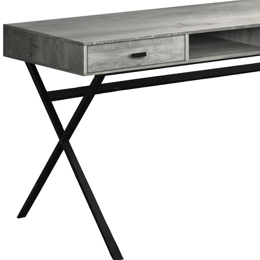 47" White and Silver Computer Desk With Two Drawers