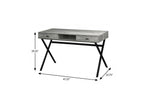 47" White and Silver Computer Desk With Two Drawers