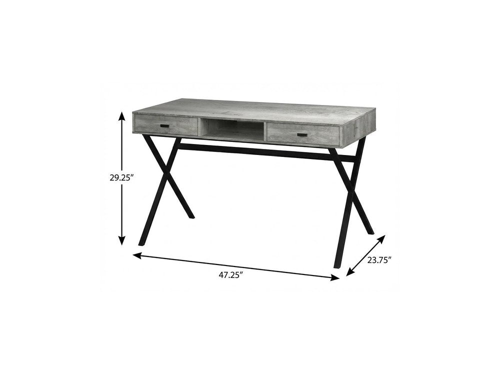 47" White and Silver Computer Desk With Two Drawers