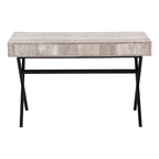 47" White and Silver Computer Desk With Two Drawers