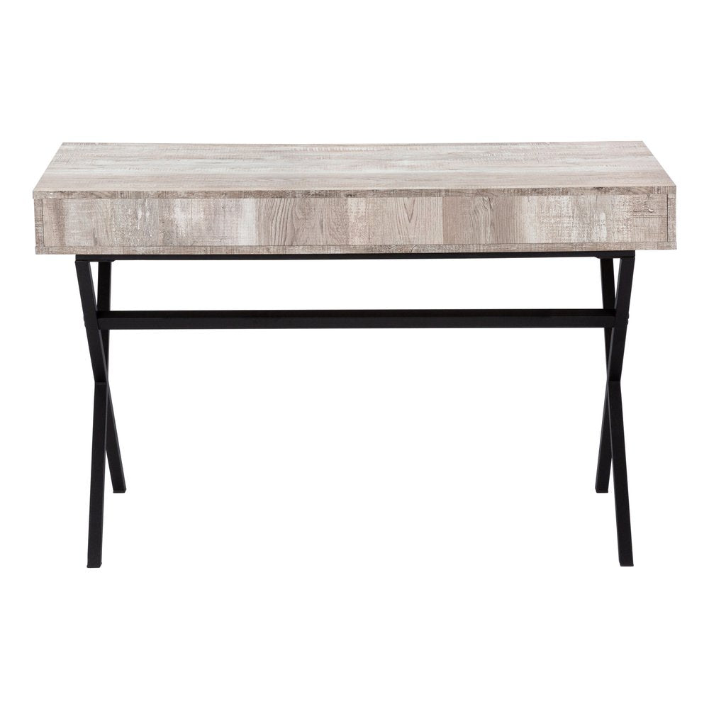 47" White and Silver Computer Desk With Two Drawers